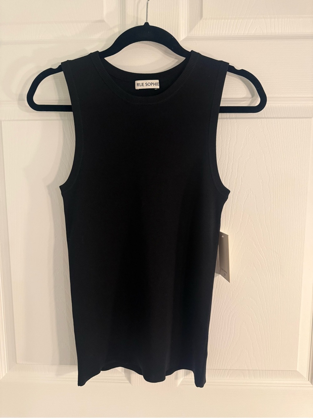 Rue Sophie Black Ribbed Crewneck Tank
